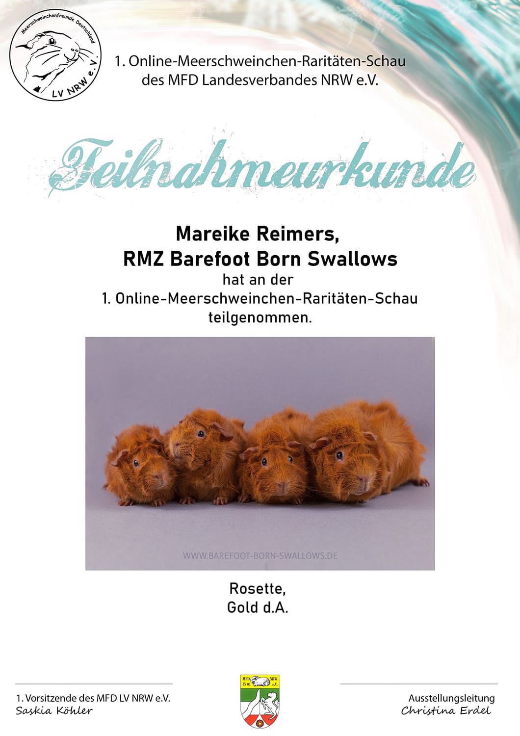 1. Online-Meerschweinchen-Raritäten-Schau des MFD LV NRW e.V.